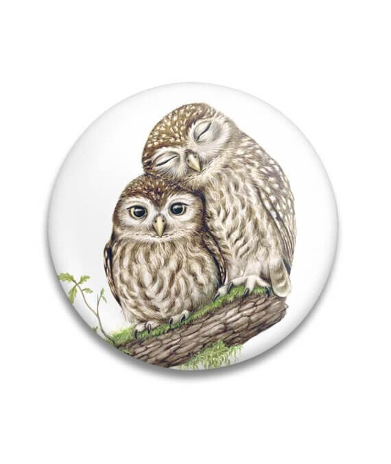 Decoratieve magneet Snuggling Owls